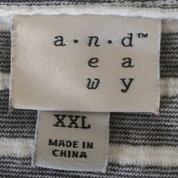 4/$20 A New Day Gray & White Striped Long Sleeve Tie Front Top XXL - Picture 5 of 6